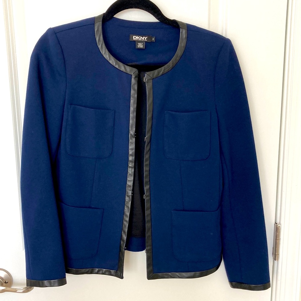 Like new lamb skin leather trim jacket